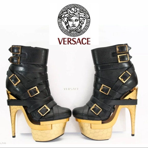 NWT Versace Bondage Triple Platform Leather Bootie - Picture 2 of 12
